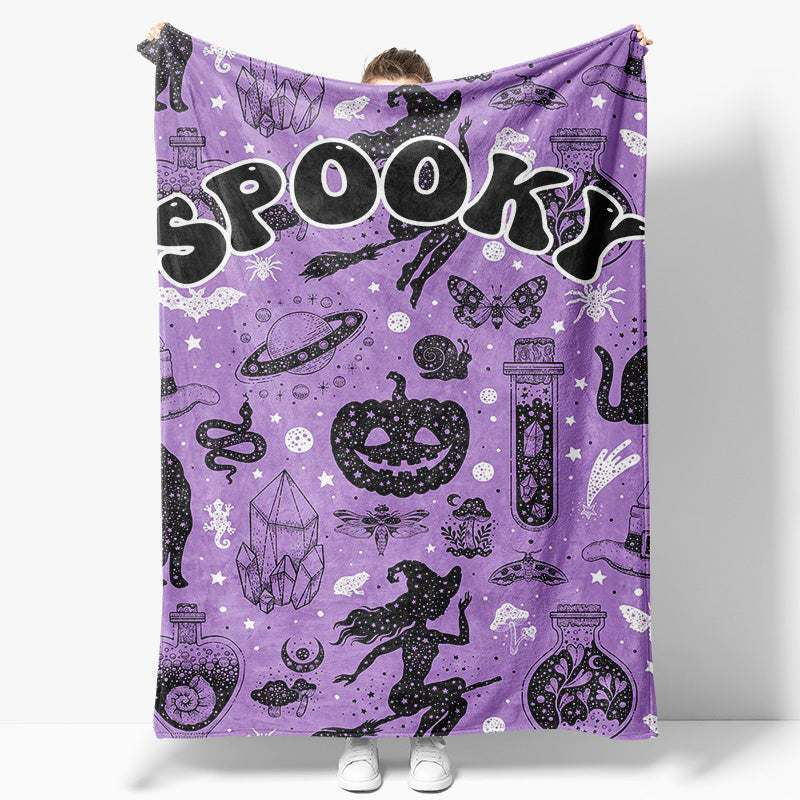 Aperturee - Purple Black Halloween Spooky Custom Text Blanket