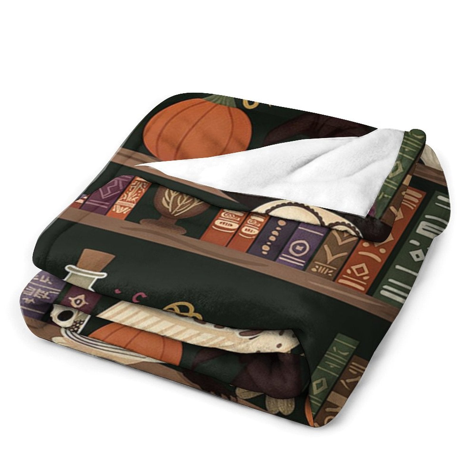 Aperturee - Vintage Wood Bookshelf Owl Magic Book Custom Blanket