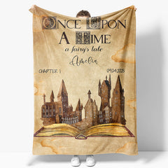 Aperturee - Once Upon A Time Fairy Tale Book Custom Name Blanket