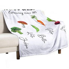 Aperturee - Custom Name Vegetables Garden White Blanket For Gift