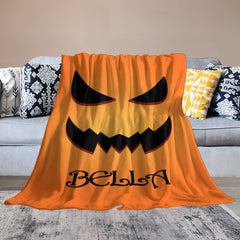 Aperturee - Halloween Pumpkin Ghosts Face Custom Name Blanket