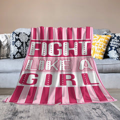 Aperturee - Custom Pink Stripe Fight Like A Girl Text Blanket