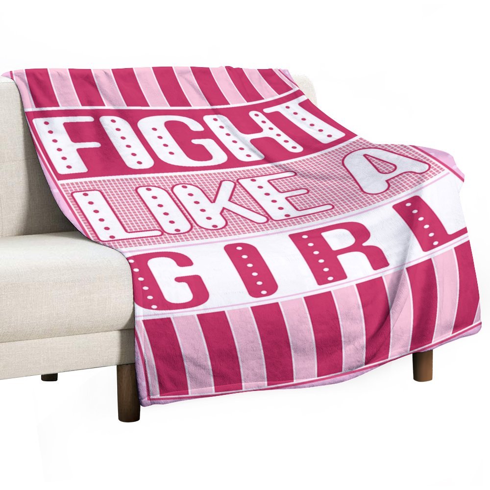 Aperturee - Custom Pink Stripe Fight Like A Girl Text Blanket