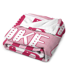 Aperturee - Custom Pink Stripe Fight Like A Girl Text Blanket