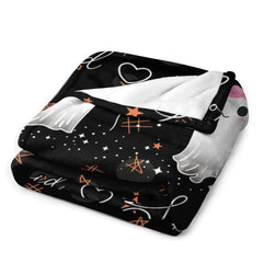 Aperturee - Cute Ghost Stars Black Halloween Custom Name Blanket