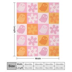 Aperturee - Orange Pink Plaid Floral Halloween Custom Blanket