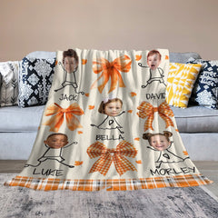 Aperturee - Maple Leaves Autumn Bow Tie Custom Face Blanket