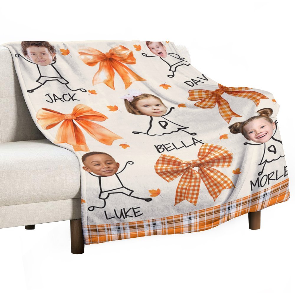 Aperturee - Maple Leaves Autumn Bow Tie Custom Face Blanket