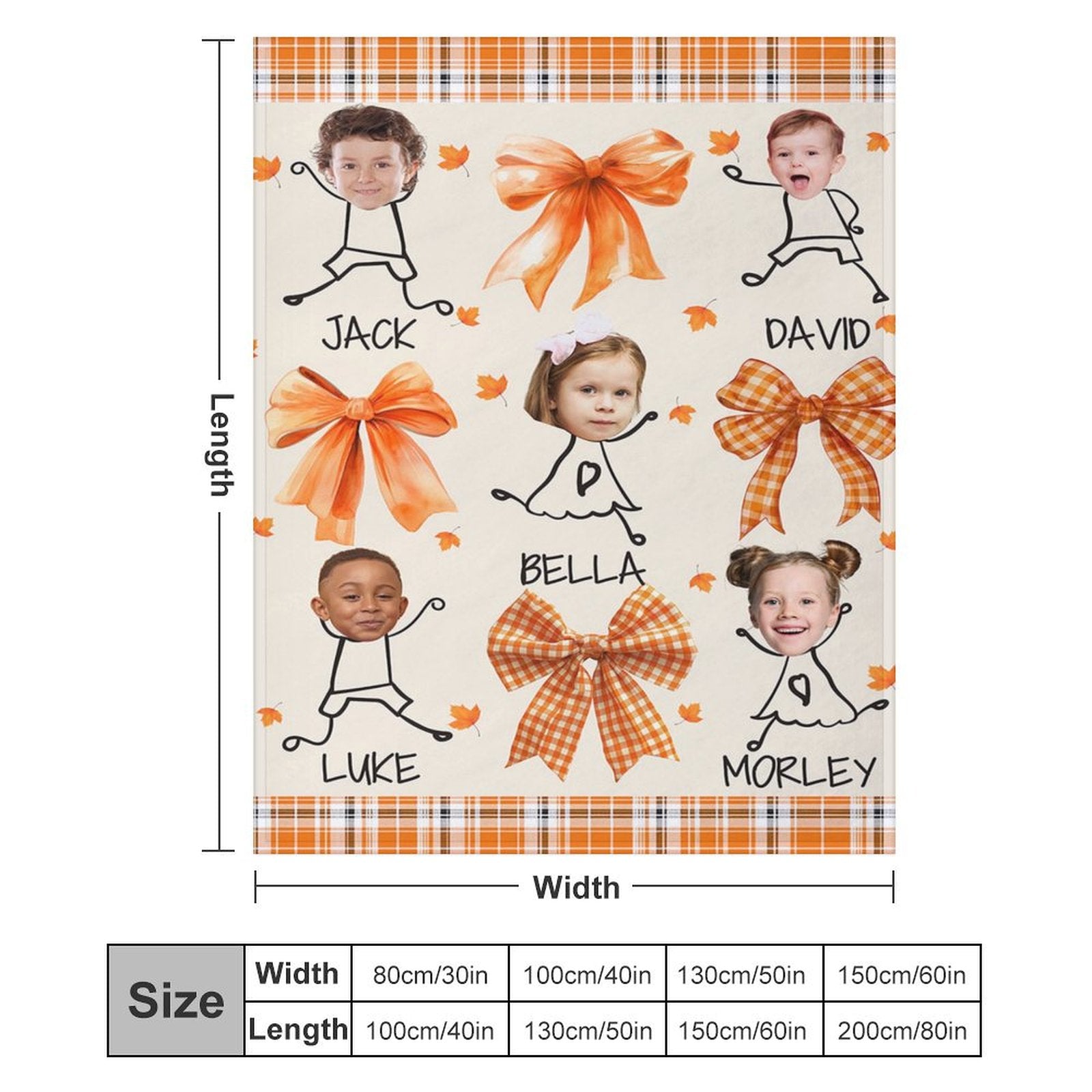 Aperturee - Maple Leaves Autumn Bow Tie Custom Face Blanket