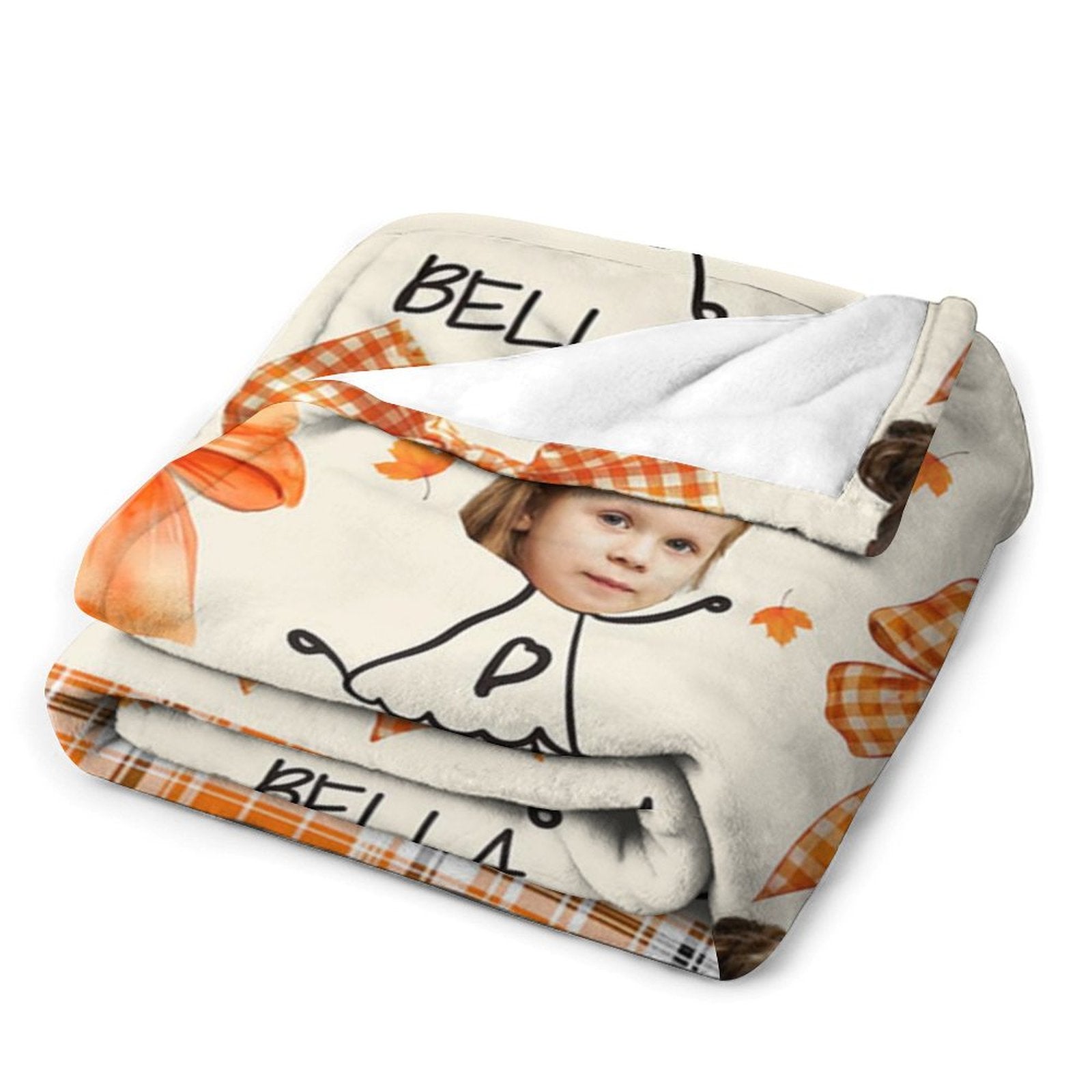 Aperturee - Maple Leaves Autumn Bow Tie Custom Face Blanket