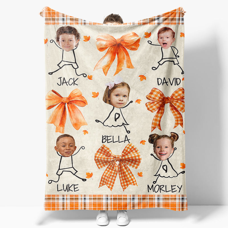 Aperturee - Maple Leaves Autumn Bow Tie Custom Face Blanket