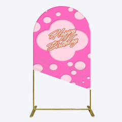 Aperturee - Aperturee Hot Pink Dots Girls Happy Birthday Arch Backdrop