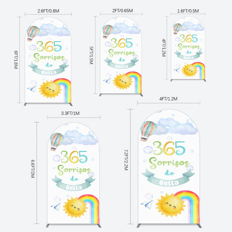 Aperturee - Aperturee Sun Rainbow 365 Sorrisos Do 1st Birthday Arch Backdrop