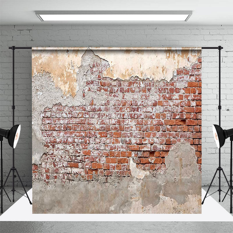 Aperturee - Aperturee Vintage Shabby Grey Red Brick Wall Room Set Backdrop