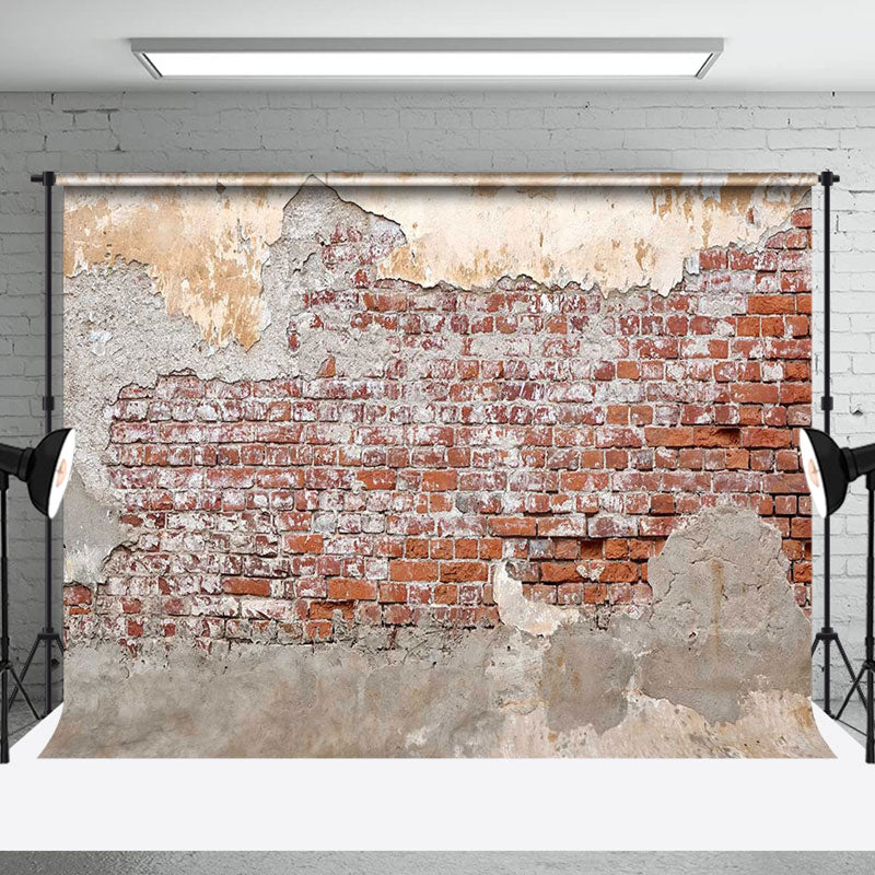 Aperturee - Aperturee Vintage Shabby Grey Red Brick Wall Room Set Backdrop