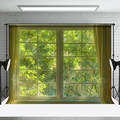 Aperturee - Aperturee Spring Greenery Window Scenery Room Set Backdrop