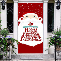 Aperturee - Aperturee Red Santa White Beard Christmas New Year Door Cover