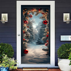 Aperturee - Aperturee Snow Forest Winter Wonderland Christmas Door Cover