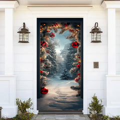 Aperturee - Aperturee Snow Forest Winter Wonderland Christmas Door Cover