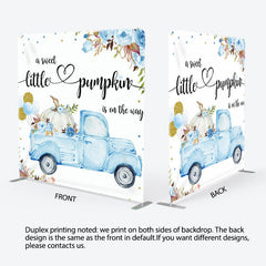 Aperturee Blue Car Pumpkin Fabric Backdrop Cover for Baby Shower