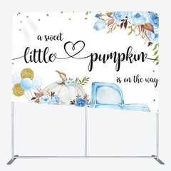 Aperturee Blue Car Pumpkin Fabric Backdrop Cover for Baby Shower