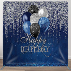 Aperturee Glitter Silver Balloons Fabric Backdrop Cover for Birthday