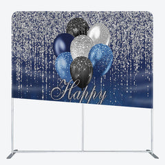 Aperturee Glitter Silver Balloons Fabric Backdrop Cover for Birthday