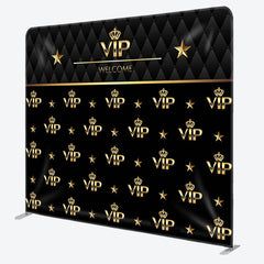 Aperturee Welcome Gold Vip Fabric Backdrop Cover for Birthday