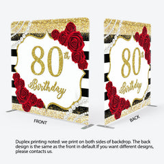 Aperturee Gold 80th Birthday Fabric Backdrop Cover for Party