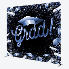 Aperturee Glitter Blue Black Fabric Backdrop Cover For Grads