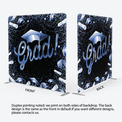 Aperturee Glitter Blue Black Fabric Backdrop Cover For Grads