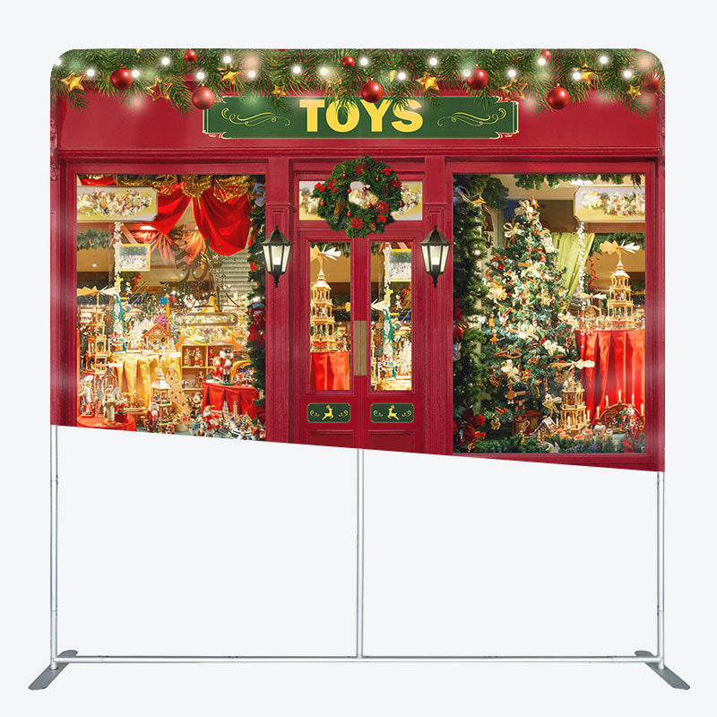 Aperturee - Aperturee Red Toy Store Christmas Double-Sided Square Backdrop