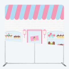 Aperturee - Aperturee White Bricks Candyland Shop Christmas Party Backdrop