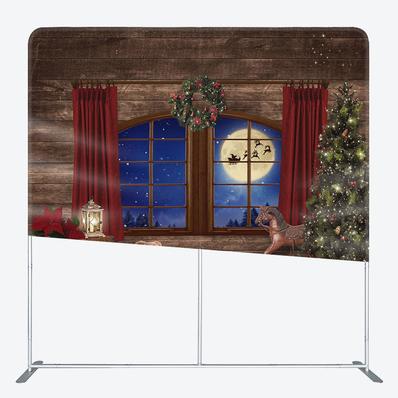 Aperturee - Aperturee Red Curtain Wood Window Double-Sided Square Backdrop