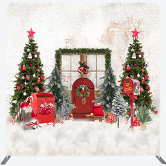 Aperturee - Aperturee Christmas Door Beige Wall Tension Fabric Backdrop