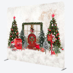 Aperturee - Aperturee Christmas Door Beige Wall Tension Fabric Backdrop