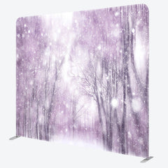 Aperturee - Aperturee Purple Snowy Nature Forest Scene Christmas Backdrop