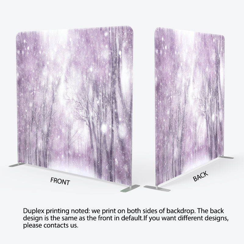 Aperturee - Aperturee Purple Snowy Nature Forest Scene Christmas Backdrop