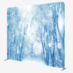 Aperturee - Aperturee Blue Snowy Nature Forest Scene Christmas Backdrop