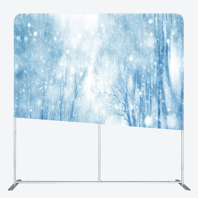 Aperturee - Aperturee Blue Snowy Nature Forest Scene Christmas Backdrop