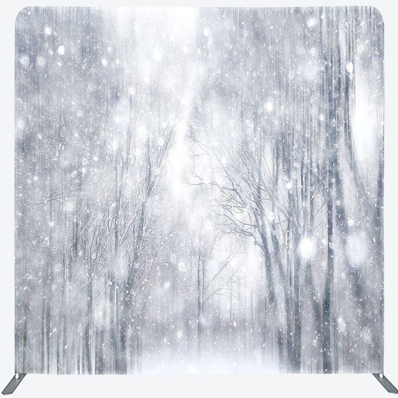 Aperturee - Aperturee White Snowy Nature Forest Scene Christmas Backdrop