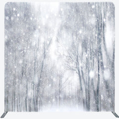 Aperturee - Aperturee White Snowy Nature Forest Scene Christmas Backdrop