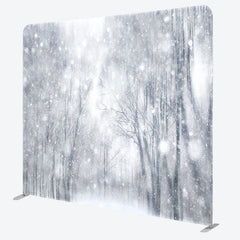 Aperturee - Aperturee White Snowy Nature Forest Scene Christmas Backdrop