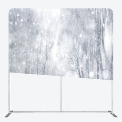 Aperturee - Aperturee White Snowy Nature Forest Scene Christmas Backdrop