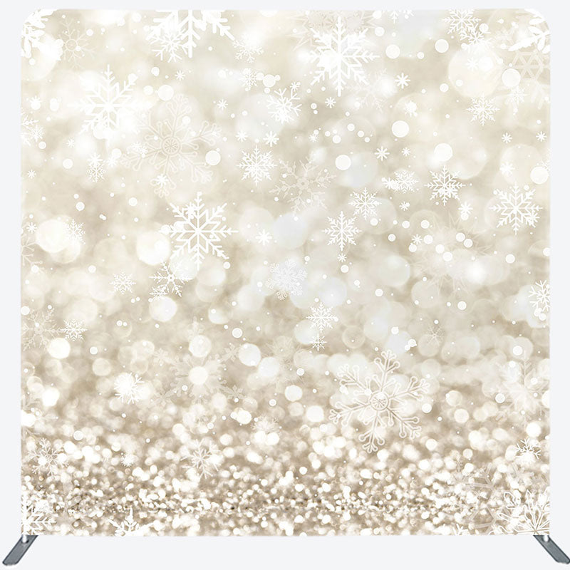 Aperturee - Aperturee Yellow Bokeh Snowflake Christmas Pillow Case Backdrop