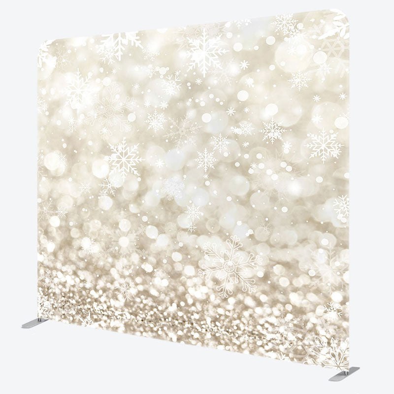 Aperturee - Aperturee Yellow Bokeh Snowflake Christmas Pillow Case Backdrop