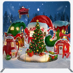 Aperturee - Aperturee Christmas Dreamy Red House Tension Fabric Backdrop