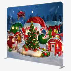 Aperturee - Aperturee Christmas Dreamy Red House Tension Fabric Backdrop