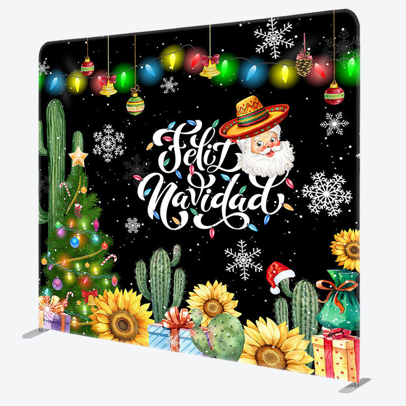 Aperturee - Aperturee Floral Cactus Tree Feliz Navidad Pillow Case Backdrop