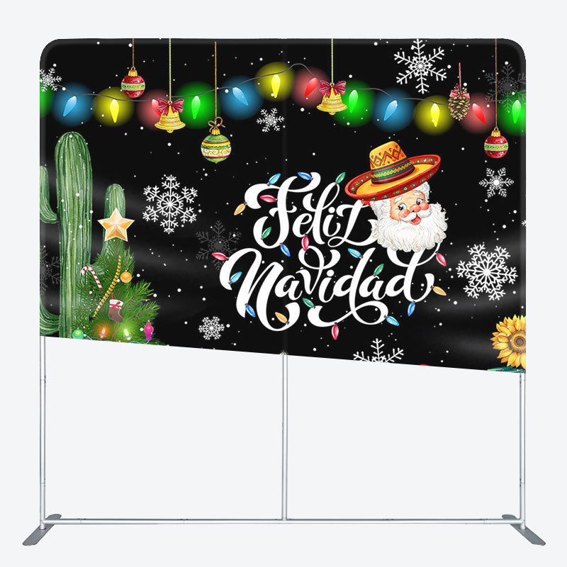 Aperturee - Aperturee Floral Cactus Tree Feliz Navidad Pillow Case Backdrop